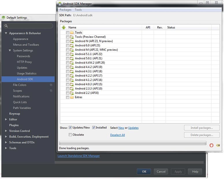 Tela de Download das API's